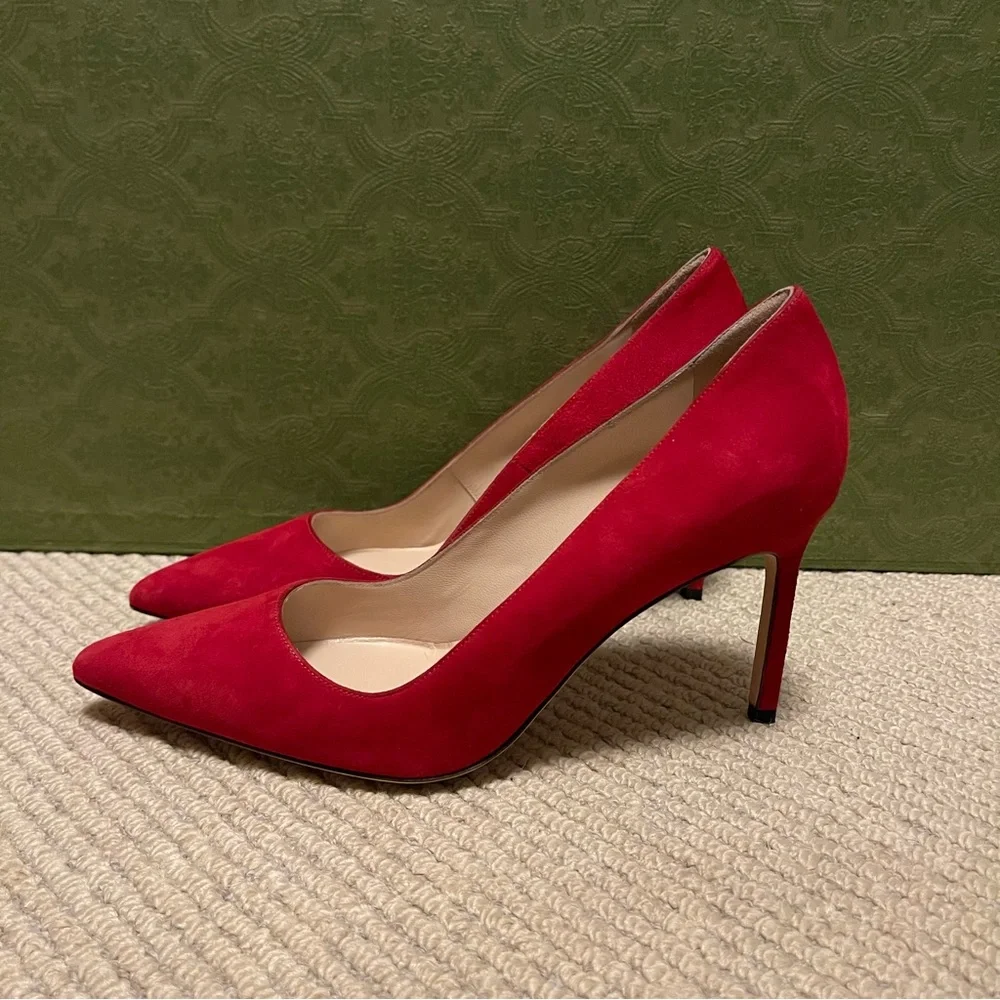 Manolo Blahnik Red BB Pointed Toe Stiletto Pumps - Picture 2 of 4